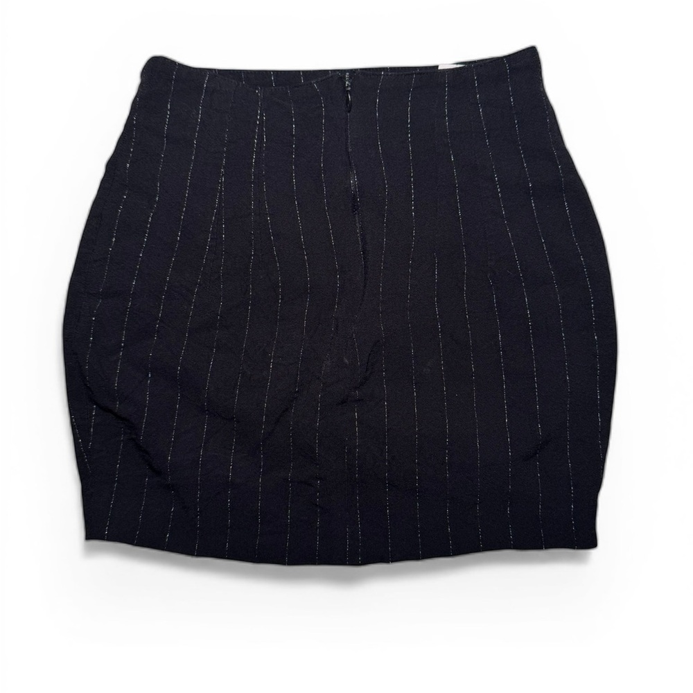 Vintage Y2K Caché Skirt Black Silver Pinstripe Mini - Picture 2 of 5
